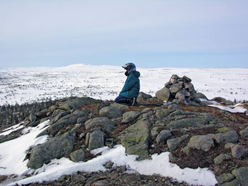 Meditating Carolyn meditates at Joe's Lookout.